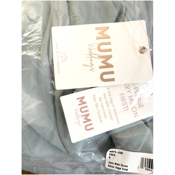 Show Me Your Mumu Jenn Maxi Bridesmaid Dress in Silver Sage S NWT - Picture 6 of 7